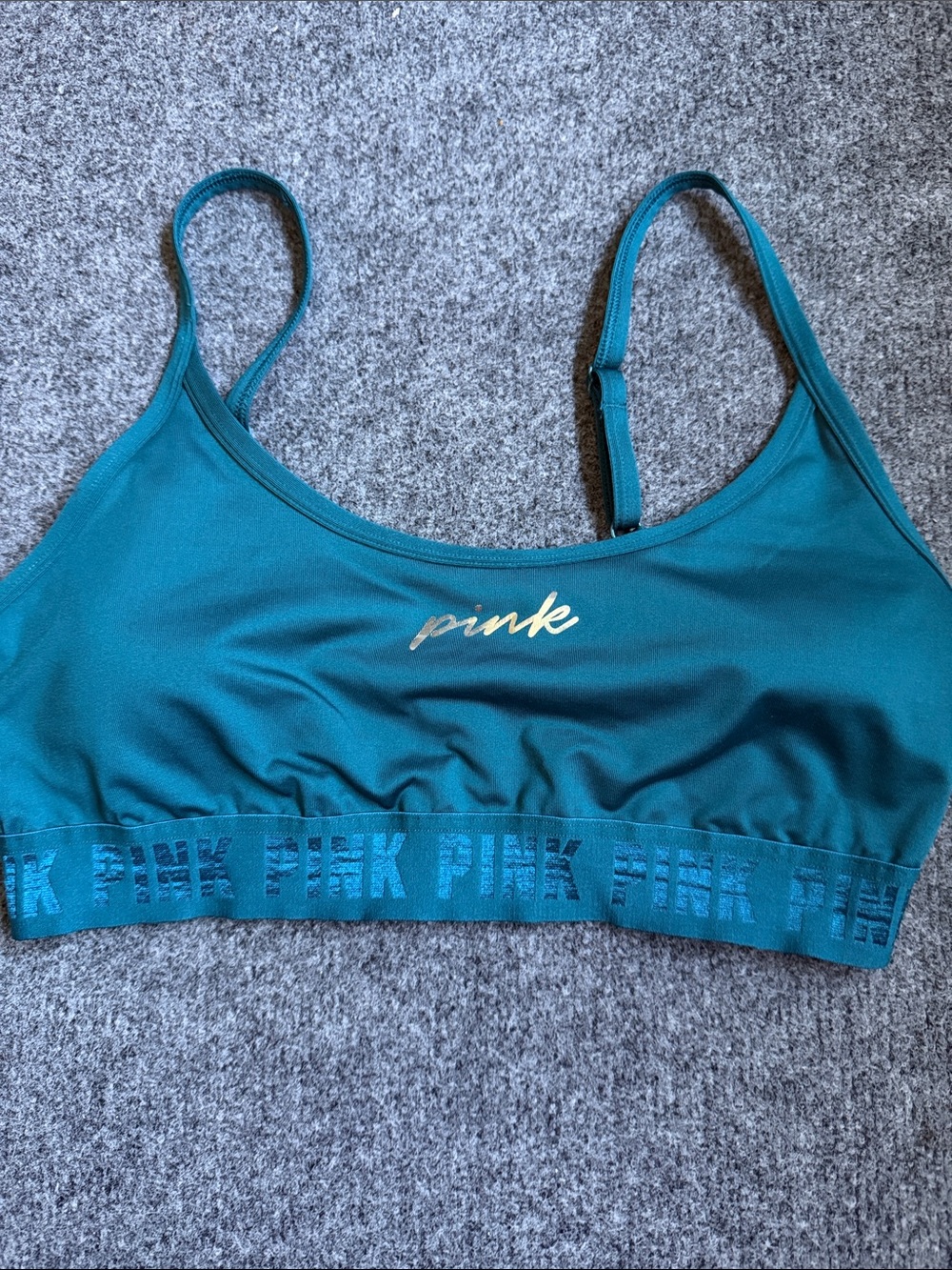 PINK Victoria's Secret Teal Logo Seamless Sports Bralette